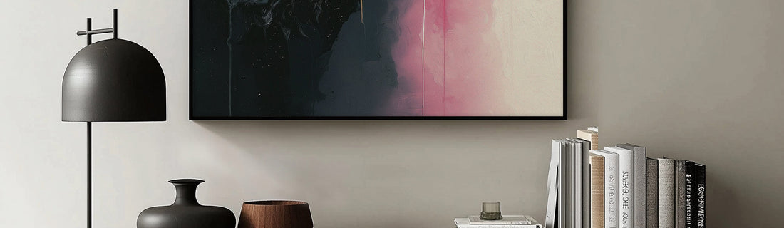 Abstract art print on a wall in a stylish lounge