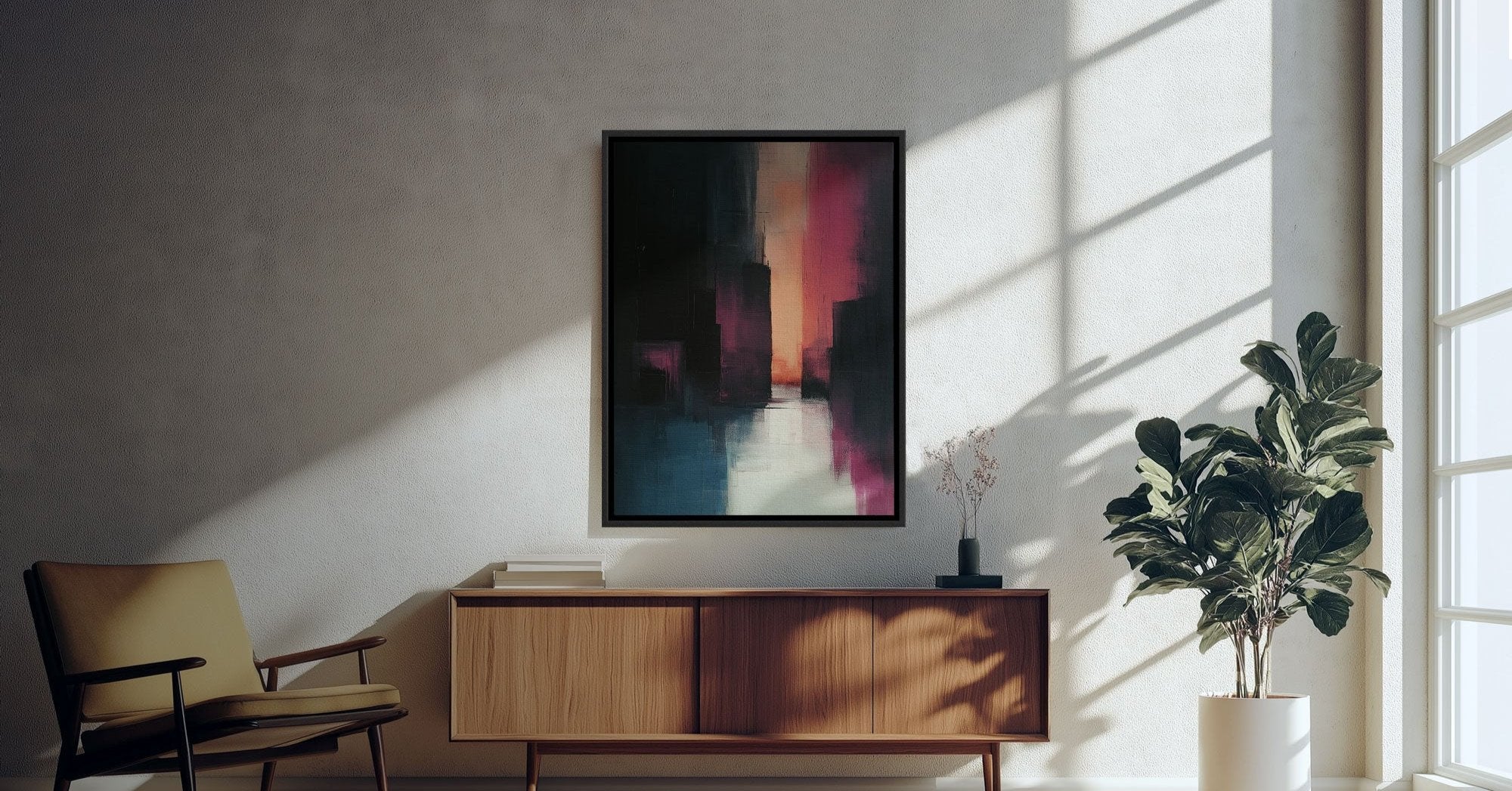 framed colourful abstract art canvas 